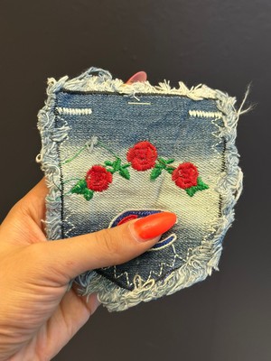 Gönülden Tasarım Nakış Işleme Çiçekli Kot Cep Arma Dikiş Aksesuarı 12X10 cm