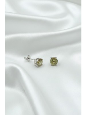 By Barun Gümüş Küpe Yuvarlak Zultanit 925 Ayar Kadın