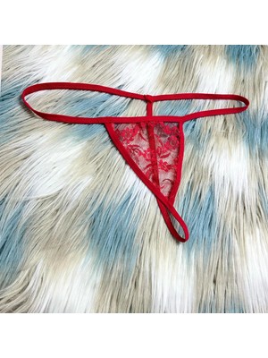 E-Bulurum Fantazi Kırmızı Dantelli Kadın String - Tanga BC8616