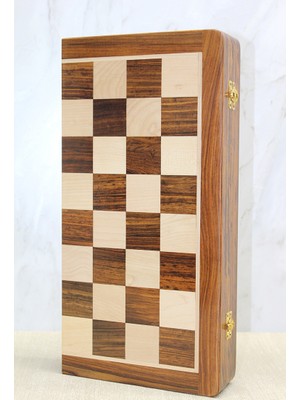 E-Bulurum Mıknatıs Taşlı Ahşap Katlanabilir Kutulu Satranç Oyunu 40 cm
