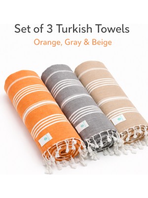 AQUATOLIA Aquatolıa Kadyanda Peştemal 3 Adet %100 Pamuk- 100X180 Cm- Peştemal- Plaj Havlusu- Çizgi Desen