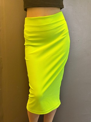 Gönülden Tasarım Fıstık Yeşili Licralı Kadın Midi Edek 36 Beden