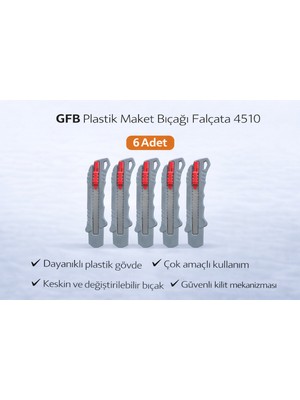 Epilons Gfb Plastik Maket Bıçağı Falçata 4510 Profesyonel Maket Bıçağı 6 Adet
