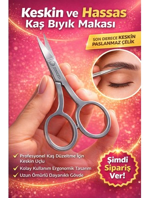 Epilons Vmax Paslanmaz Çelik Kaş Bıyık Makası Profesyonel Kaş Düzeltme Makası Hassas Uçlu Kaş Alma Makası 1