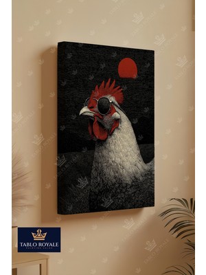 Tablo Royale Güneş Gözlüğü Takan Havalı Horoz Kanvas Tablo - Salon Tablo - Ofis Tablo
