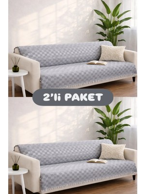 Miracolo Home Pamuklu Koltuk Örtüsü Şalı Kaymaz Dokulu Çok Amaçlı Kanepe Çekyat Örtüsü 170X200 cm 2'li Paket