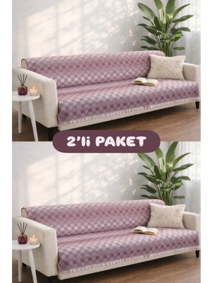 Miracolo Home Pamuklu Koltuk Örtüsü Şalı Kaymaz Dokulu Çok Amaçlı Kanepe Çekyat Örtüsü 170X200 cm 2'li Paket