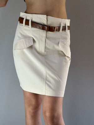 Gönülden Tasarım Cepli Kemerli Kadın Etek S Beden