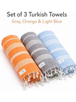 AQUATOLIA Aquatolıa Kadyanda Peştemal 3 Adet- %100 Pamuk- 100X180 Cm- Peştemal- Plaj Havlusu- Çizgi Desen