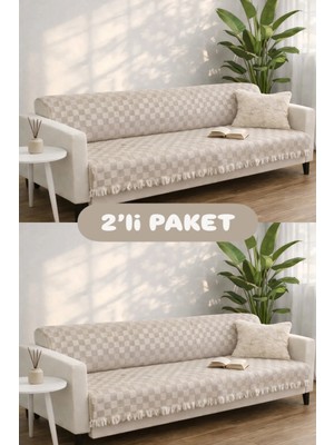 Miracolo Home Pamuklu Koltuk Örtüsü Şalı Kaymaz Dokulu Çok Amaçlı Kanepe Çekyat Örtüsü 170X200 cm 2'li Paket