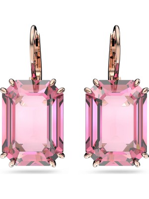 Swarovski Millenia Drop Küpe, Octagon Cut, Pembe, Pembe Altin Rengi Kaplama