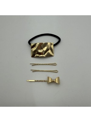 Mare Accessories Altın Renk Detaylı 4’lü Saç Aksesuar Seti