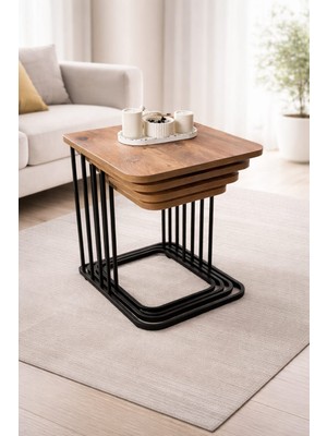 Abish 4lü Kare Ayaklı Zigon Sehpa