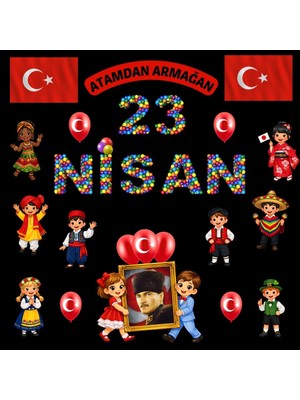 Ti Play 23 Nisan Ulusal Egemenlik ve Çocuk Bayramı Pano Süsü | Okul ve Sınıf Panosu Figür Seti
