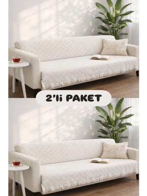 Miracolo Home Pamuklu Koltuk Örtüsü Şalı Kaymaz Dokulu Çok Amaçlı Kanepe Çekyat Örtüsü 170X200 cm 2'li Paket