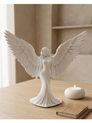 Adat Estetik Melek Kadın Figürlü 3D Dekoratif Biblo Modern Salon Dekoru