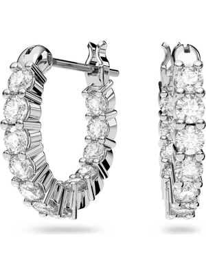 Swarovski Vittore Mini Hoop Küpe, Beyaz, Rodyum Kaplama