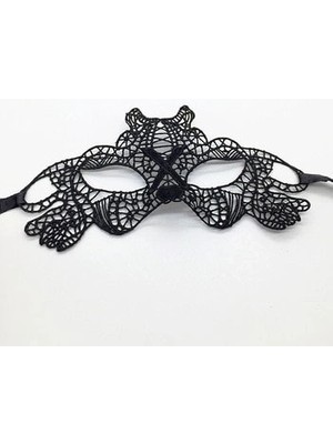 MegaSepet Mey Ithalat® Siyah Renk Dantel Kesim Dantel Işlemeli Balo Parti Maskesi 11 No