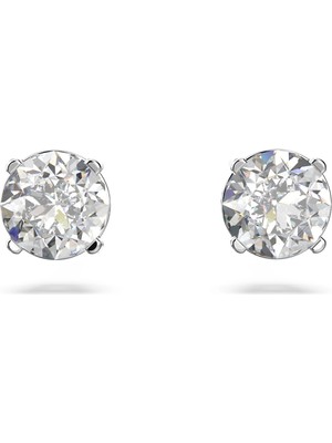 Swarovski Attract Round Küpe, Beyaz, Rodyum Kaplama