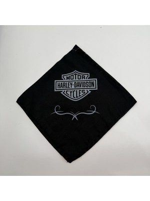 Mare Accessories Motor Tutkusu Temalı Siyah Bandana Fular