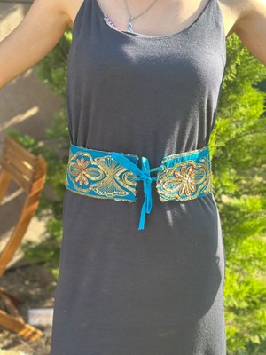 Gönülden Tasarım Osmanlı Motifleri Pul Payet Işleme Kadın Bağlama Kemer 75X8 cm