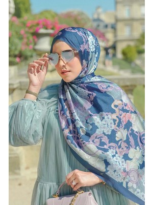 Buttonscarves Wonderland Saten Şal - Crown Blue