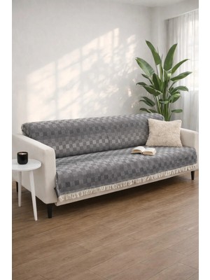 Miracolo Home Pamuklu Koltuk Örtüsü Şalı Kaymaz Dokulu Çok Amaçlı Kanepe Çekyat Örtüsü