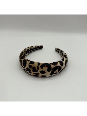 Mare Accessories Bej Leopar Desenli Kalın Taç