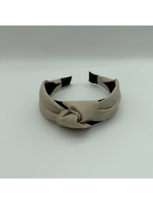 Mare Accessories Krem Düğümlü Deri Görünümlü Taç