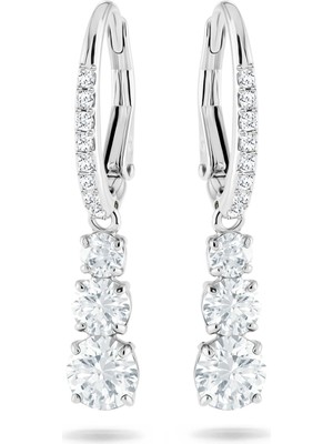 Swarovski Attract Trilogy Round Küpe, Beyaz, Rodyum Kaplama
