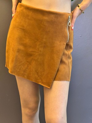 Gönülden Tasarım Süet Kahverengi Kadın Şort Etek