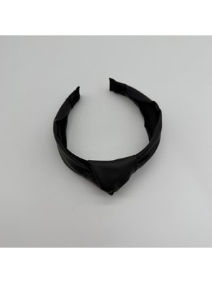 Mare Accessories Siyah Düğümlü Deri Görünümlü Taç