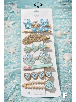 Liground 8 Pcs Kadın Toka Seti Renkli Inci Taşlı Fiyonk Detaylı Çıtçıt Toka Mandal Toka Hediye Saç Tokası Set