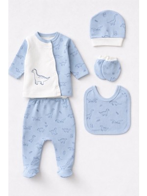 Rain Baby Bebek Takım Pamuklu 5 Parça Erkek Bebek Set 0-3 Aylık