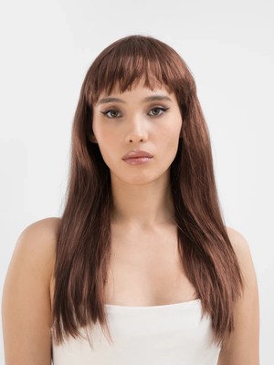 MegaSepet Mey Ithalat® Kahve Renk Uzun Düz Parti Peruğu - Uzun Kahverengi Peruk