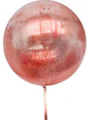 MegaSepet Mey Ithalat® Kırmızı Simli Yuvarlak Şeffaf Balon 24 Inç