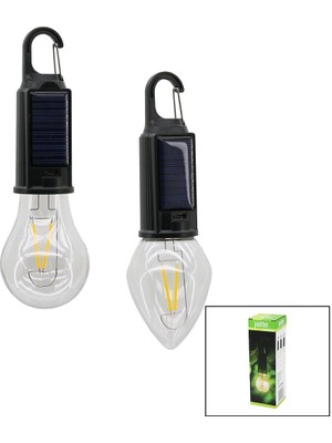 Nemere Solar - USB Şarj Seyyar Ampul Model=rustik Kamp Lambası Mandallı Kanca Askılık 3-Kademe Işık Pt-3
