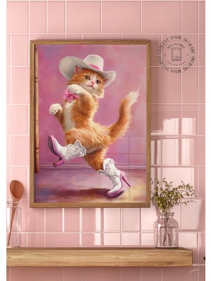 Des Vu Print Topuklu Ayakkabı Giyen Kedi Posteri, Çerçevesiz Kedi Temalı Poster
