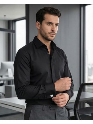 Pakman Slim Fit Uzun Kol Italyan Yaka Gizli Kanun Duble Manşet Kol Düğmeli Cesur Gömlek