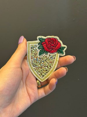 Gönülden Tasarım Ütü Ile Yapışan Taşlı Çiçekli Arma 9x8 cm