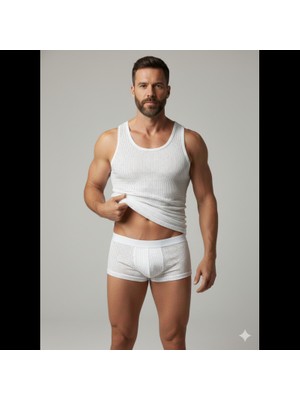 Sb Shopping Erkek Beyaz File Tank Top Boxer Takımı