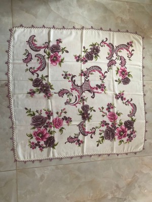 Mor Tırtıl El Işi Oyalı Yazma,eşarp Çeyizlik Hediyelik