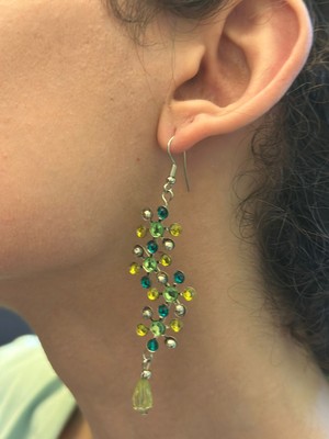 Gönülden Tasarım Yeşil Renkli Üzüm Salkım Küpe Kadın Küpe 8 cm