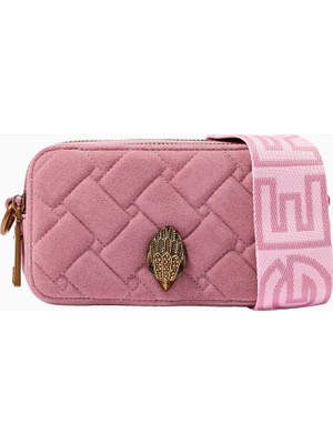 Kurt Geiger Kensington Small Camera Süet Lüks Tasarım Pembe Kadın Omuz Çantası