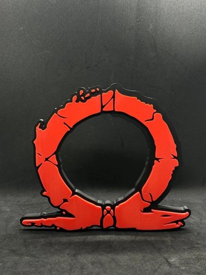 North Edge 3D God Of War (Omega) Temalı Duvar Dekoru - Gow Oyuncu Odası Tablosu - 20 x 17,5 x 1,5 cm