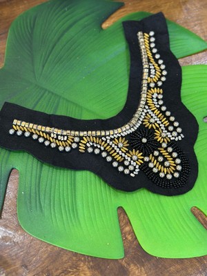 Gönülden Tasarım Etnik Tasarım Boncuk Işleme Yaka Dikiş Aksesuarı 33X15 cm