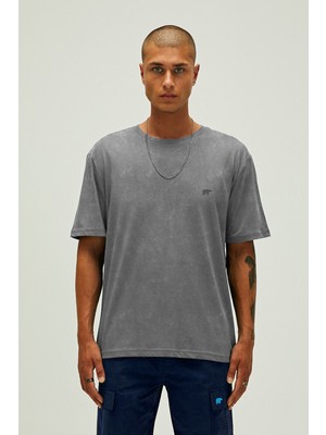 Bad Bear Garment Basıc T-Shirt Asphalt Erkek Bisiklet Yaka Gri Tişört