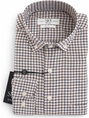 Süvari Rahat Kalıp Ekose Desenli Uzun Kol Cepli Gömlek