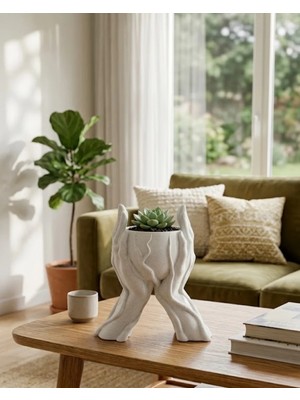 Hsc Bilişim Dekoratif 3D El Tasarımlı Vazo Saksı Ev Dekorasyon Aksesuarı