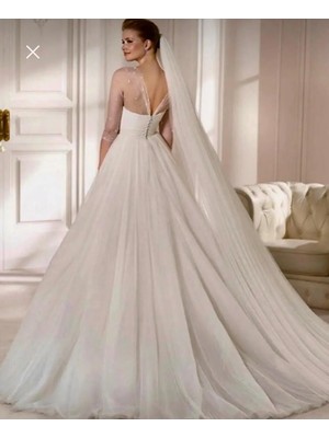 S&G Gelinlik Iki Kat Uzun Düz Duvak